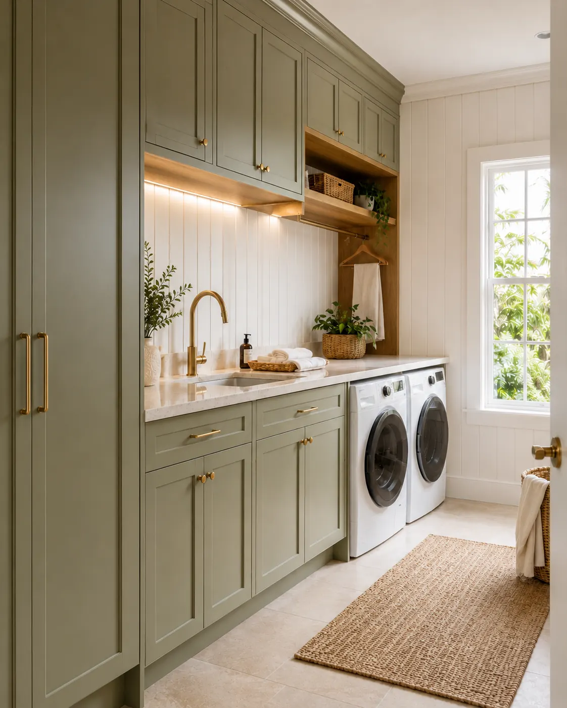 Sage green shaker laundry