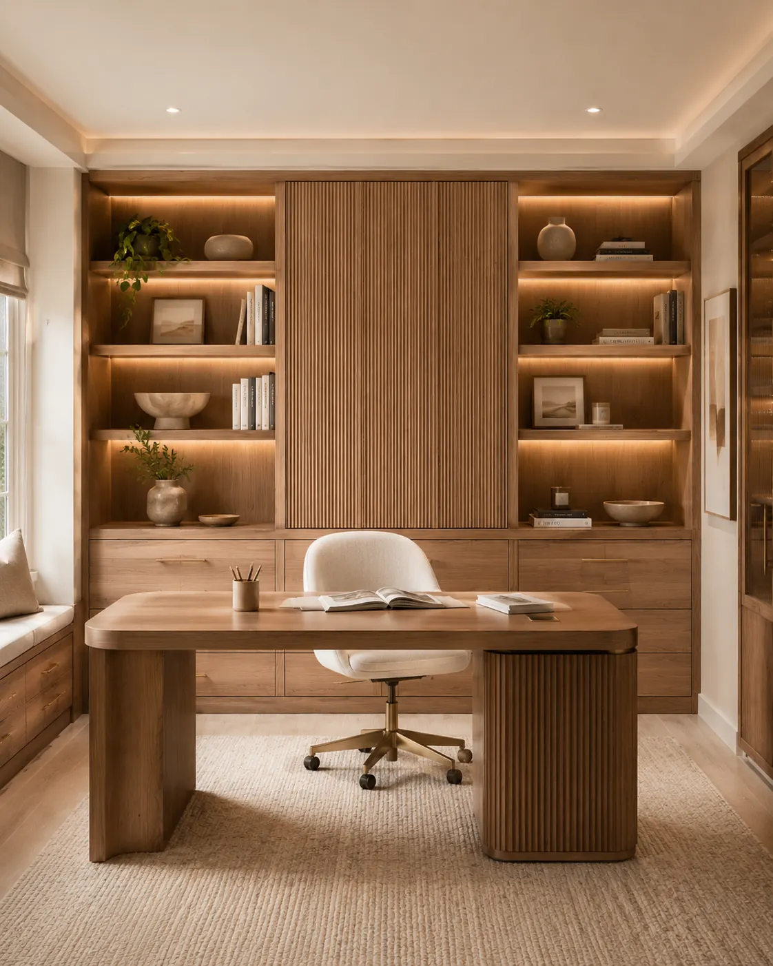 Oak fluted desk home office